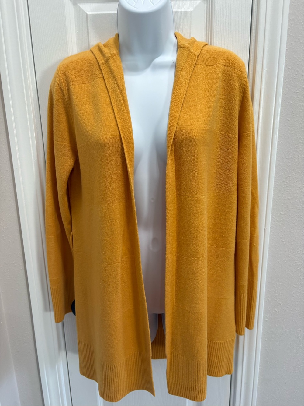 Carol Rose Mustard Hooded Open-Front Cardigan